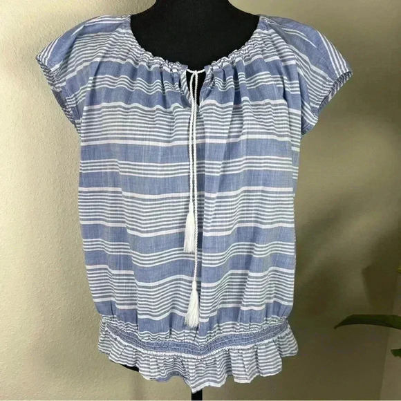 Tommy Hilfiger Cap Sleeve Blue White Sleeveless Top size XL - Picture 1 of 11